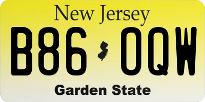 NJ license plate B86OQW