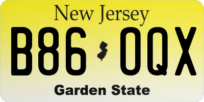 NJ license plate B86OQX