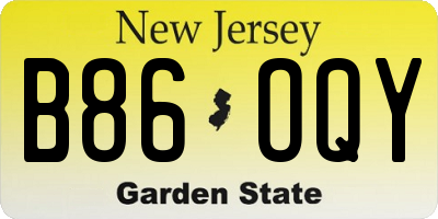 NJ license plate B86OQY