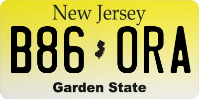 NJ license plate B86ORA