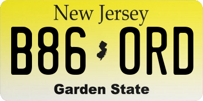 NJ license plate B86ORD