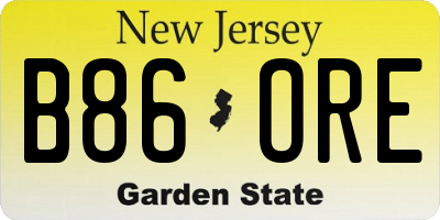 NJ license plate B86ORE