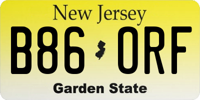 NJ license plate B86ORF