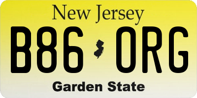 NJ license plate B86ORG