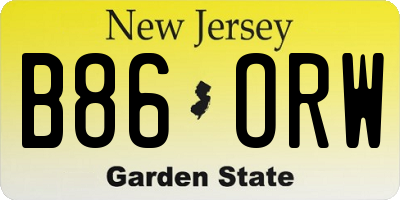 NJ license plate B86ORW