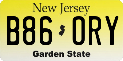 NJ license plate B86ORY