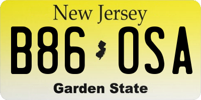 NJ license plate B86OSA