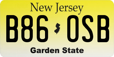 NJ license plate B86OSB