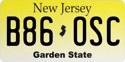 NJ license plate B86OSC
