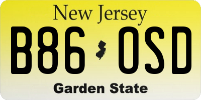 NJ license plate B86OSD