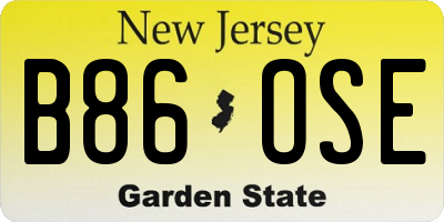NJ license plate B86OSE