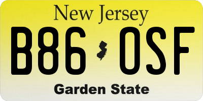 NJ license plate B86OSF