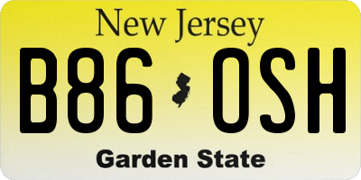 NJ license plate B86OSH