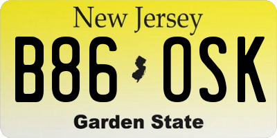 NJ license plate B86OSK
