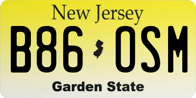 NJ license plate B86OSM