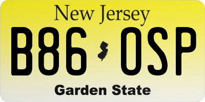 NJ license plate B86OSP