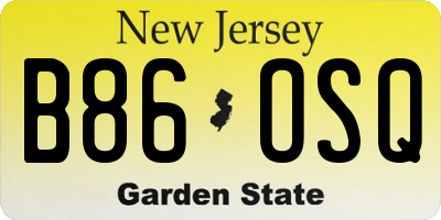 NJ license plate B86OSQ
