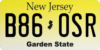 NJ license plate B86OSR