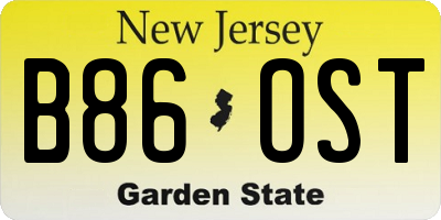 NJ license plate B86OST