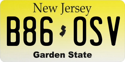 NJ license plate B86OSV