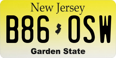 NJ license plate B86OSW