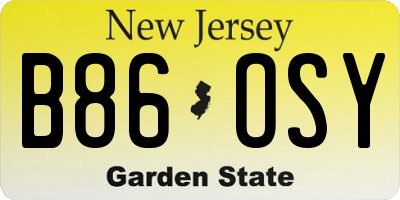 NJ license plate B86OSY