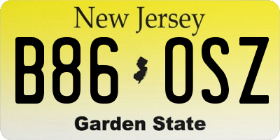 NJ license plate B86OSZ