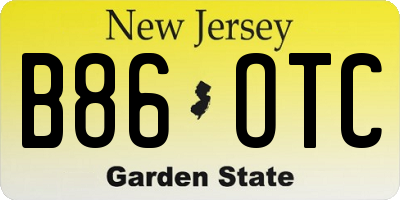 NJ license plate B86OTC