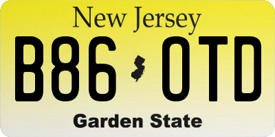 NJ license plate B86OTD