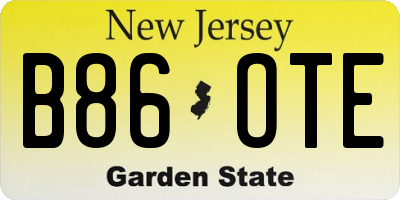 NJ license plate B86OTE