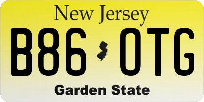 NJ license plate B86OTG