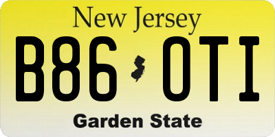 NJ license plate B86OTI