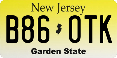 NJ license plate B86OTK