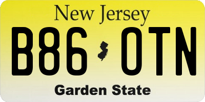 NJ license plate B86OTN