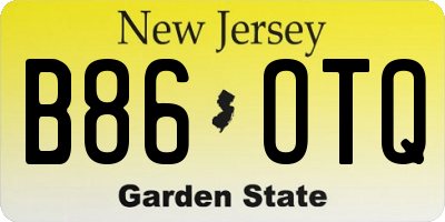 NJ license plate B86OTQ