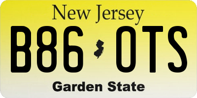 NJ license plate B86OTS