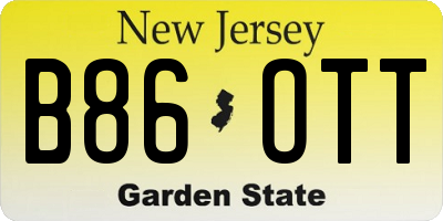 NJ license plate B86OTT