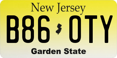 NJ license plate B86OTY