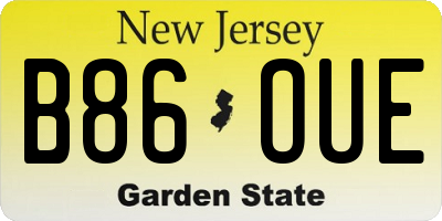 NJ license plate B86OUE