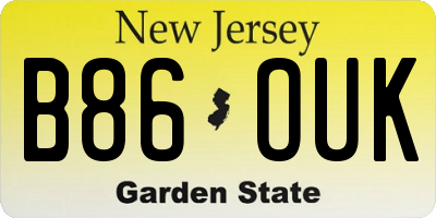 NJ license plate B86OUK