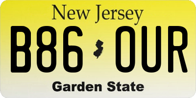 NJ license plate B86OUR