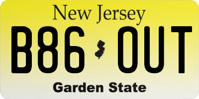 NJ license plate B86OUT