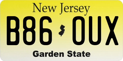 NJ license plate B86OUX