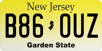 NJ license plate B86OUZ
