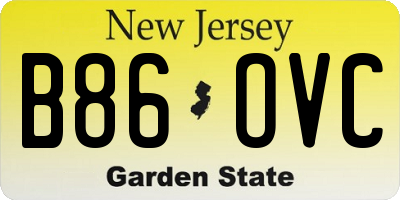 NJ license plate B86OVC