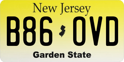 NJ license plate B86OVD