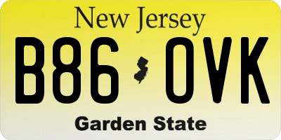 NJ license plate B86OVK
