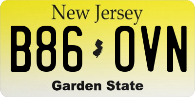 NJ license plate B86OVN