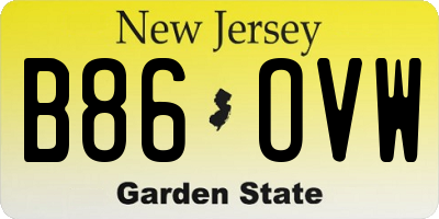 NJ license plate B86OVW