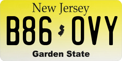 NJ license plate B86OVY